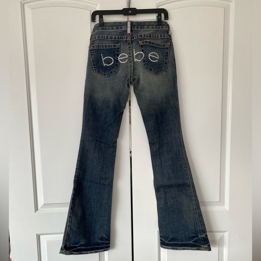 bebe Crystal Embellished Flare Jeans